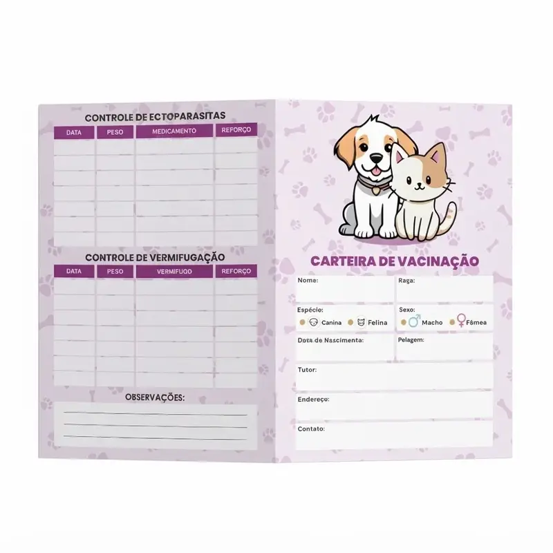 Carteira de Vacina Pet Personalizada