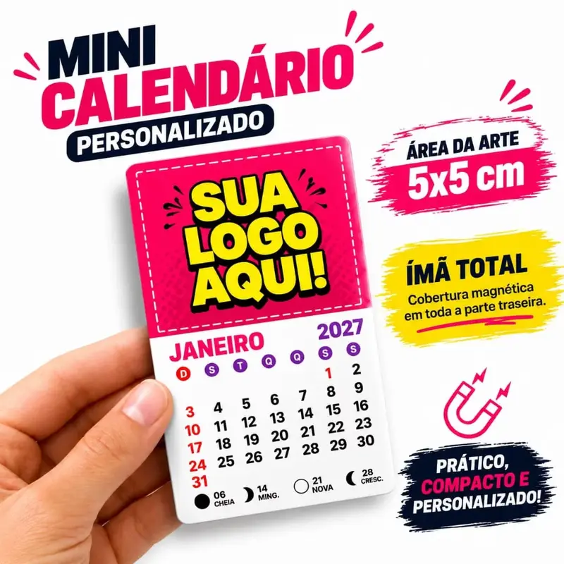 Mini Calendários 5x5 com imã 2027